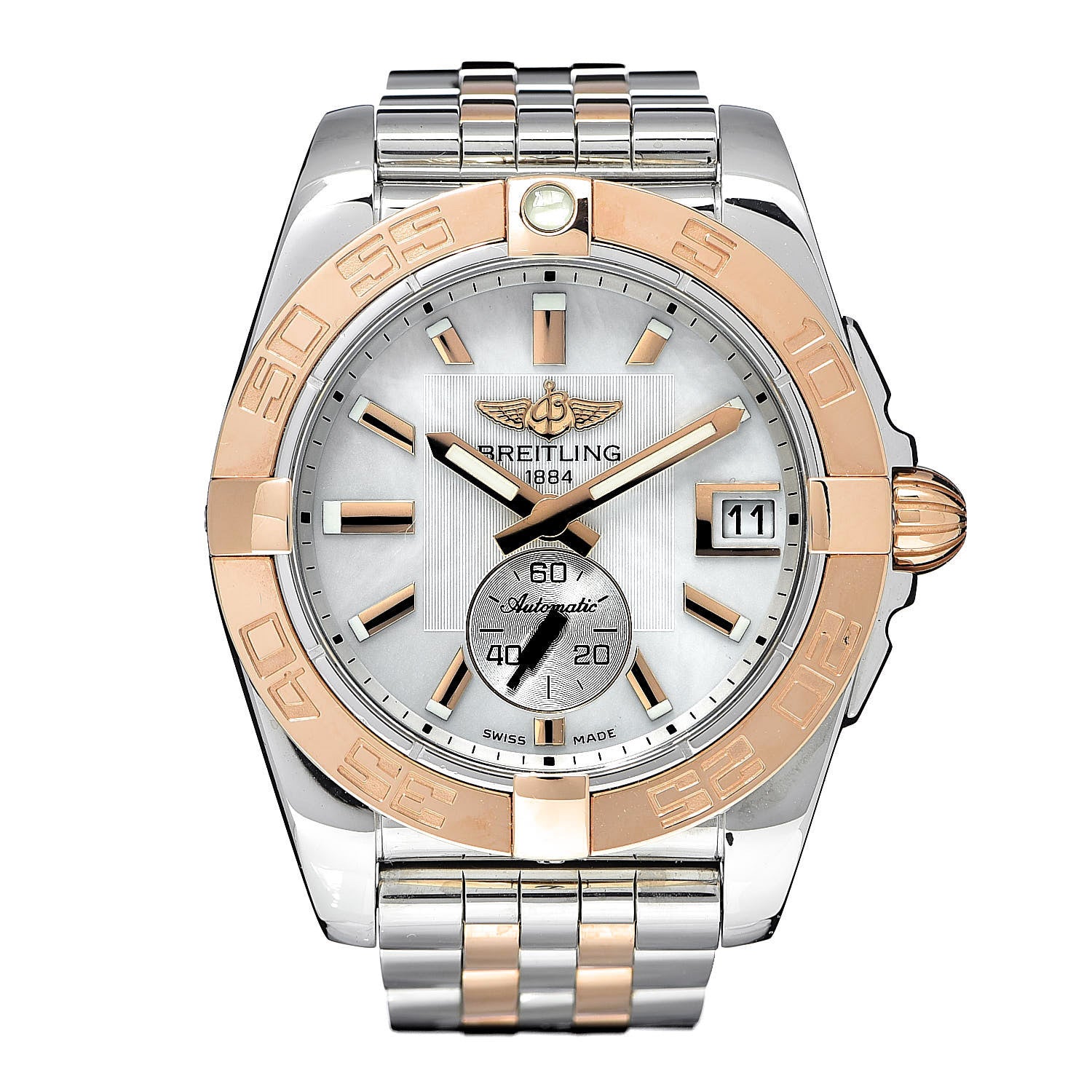 Breitling Stainless Steel 18K Rose Gold Mother of Pearl 36mm Galactic Automatic Watch C37330 1 of 5