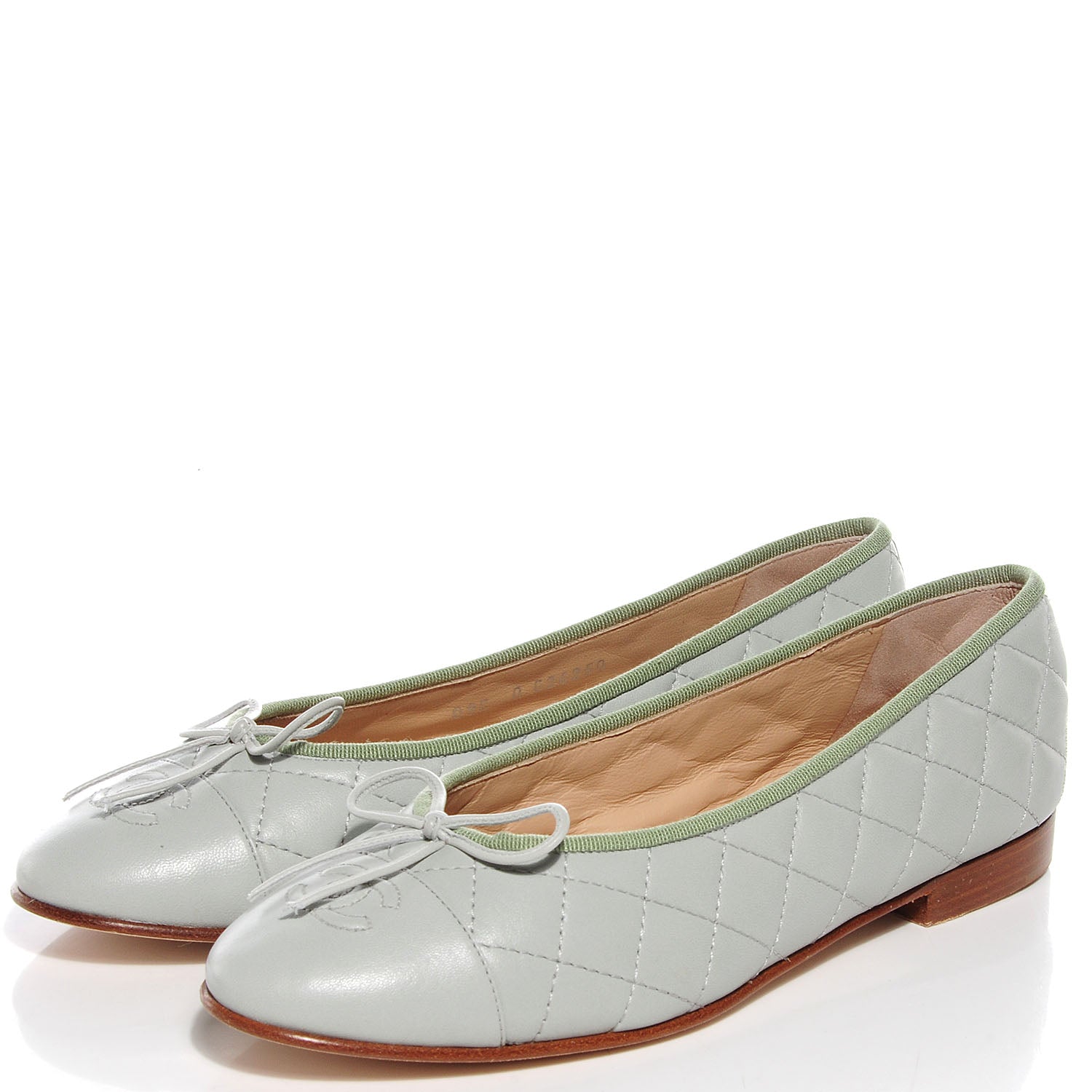 Chanel Quilted Leather CC Ballerina Flats 39 Green 3 of 9