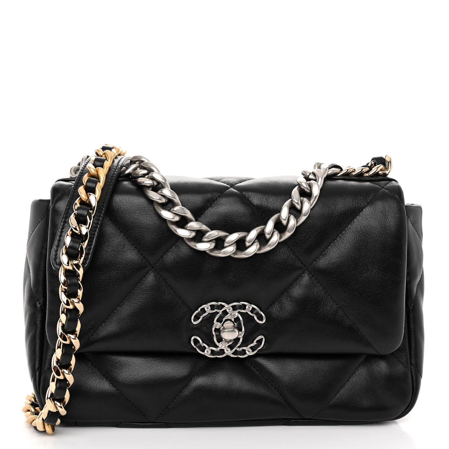 Lambskin Quilted Medium 19 Flap Black