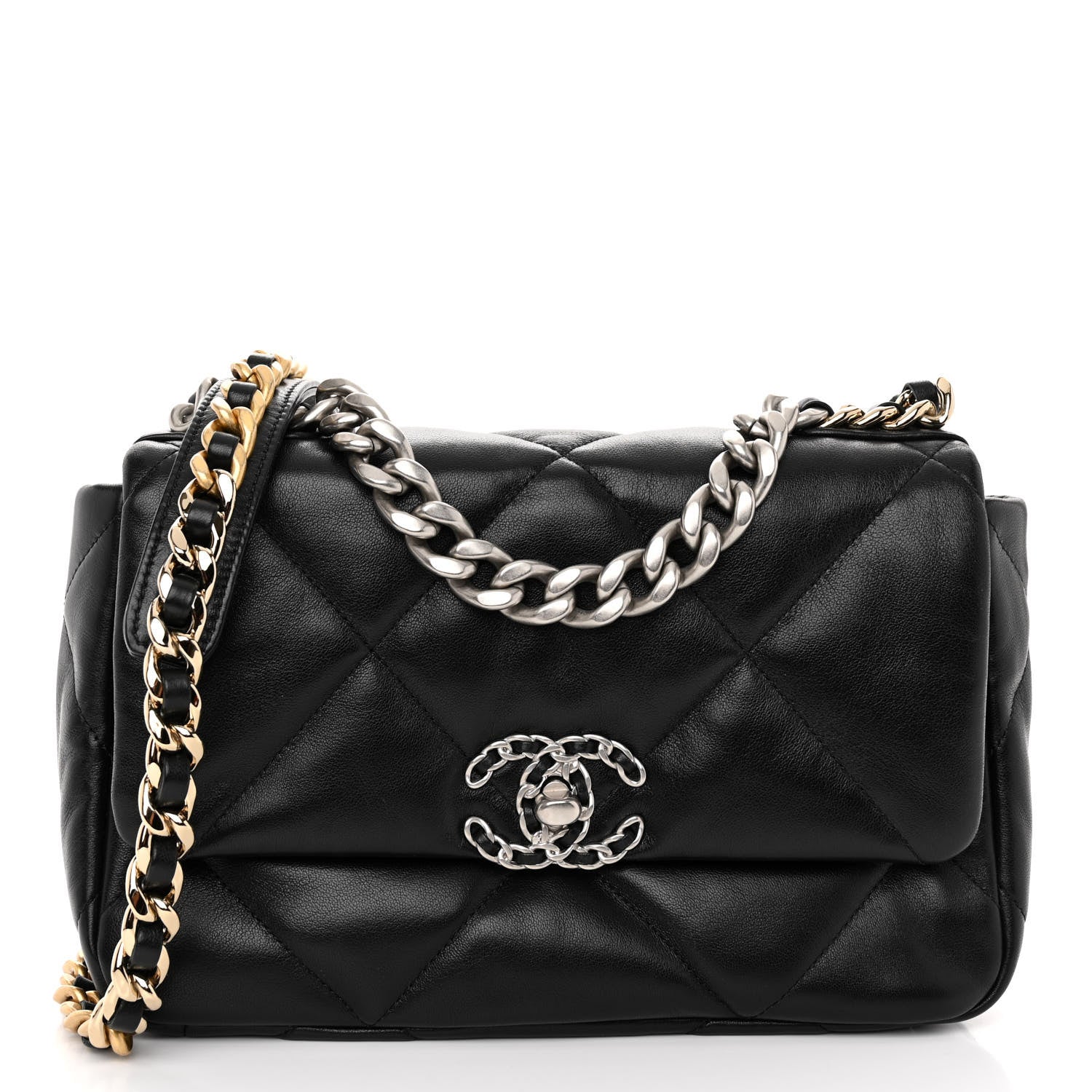 Chanel Lambskin Quilted Medium 19 Flap Black 1 of 11
