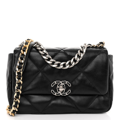 Chanel Lambskin Quilted Medium 19 Flap Black 1 of 11