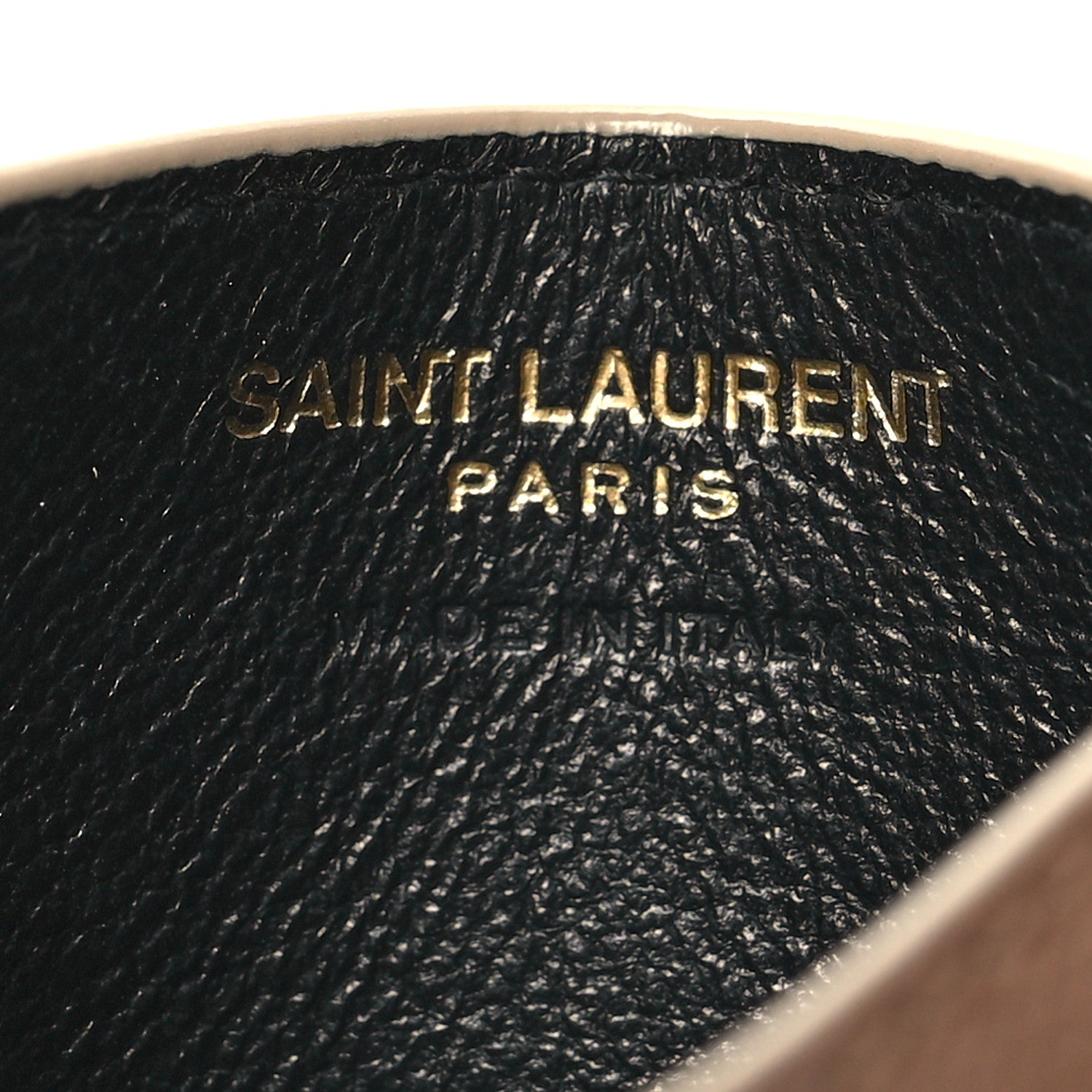 Saint Laurent Grain De Poudre Matelasse Chevron Monogram Credit Card Case Dark Beige 6 of 9