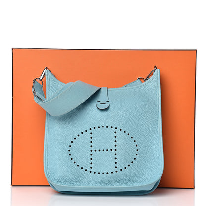 Hermes Taurillon Clemence Evelyne III PM Bleu Atoll 12 of 12