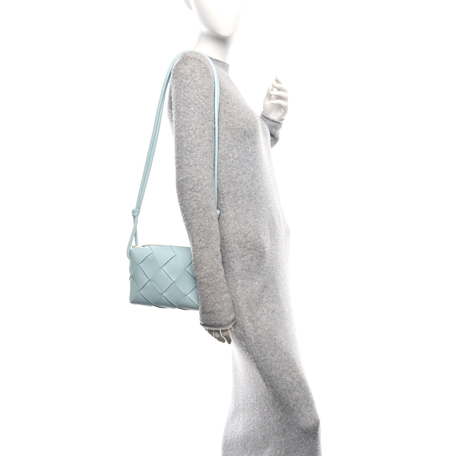 Bottega Veneta Lambskin Maxi Intrecciato Small Cassette Camera Bag Teal Washed 2 of 9