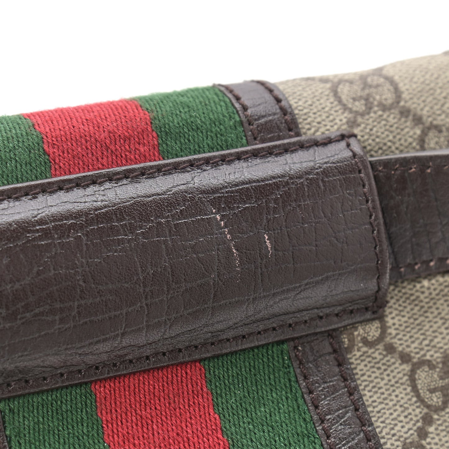 GG Monogram Plus Web Belt Bag Dark Brown