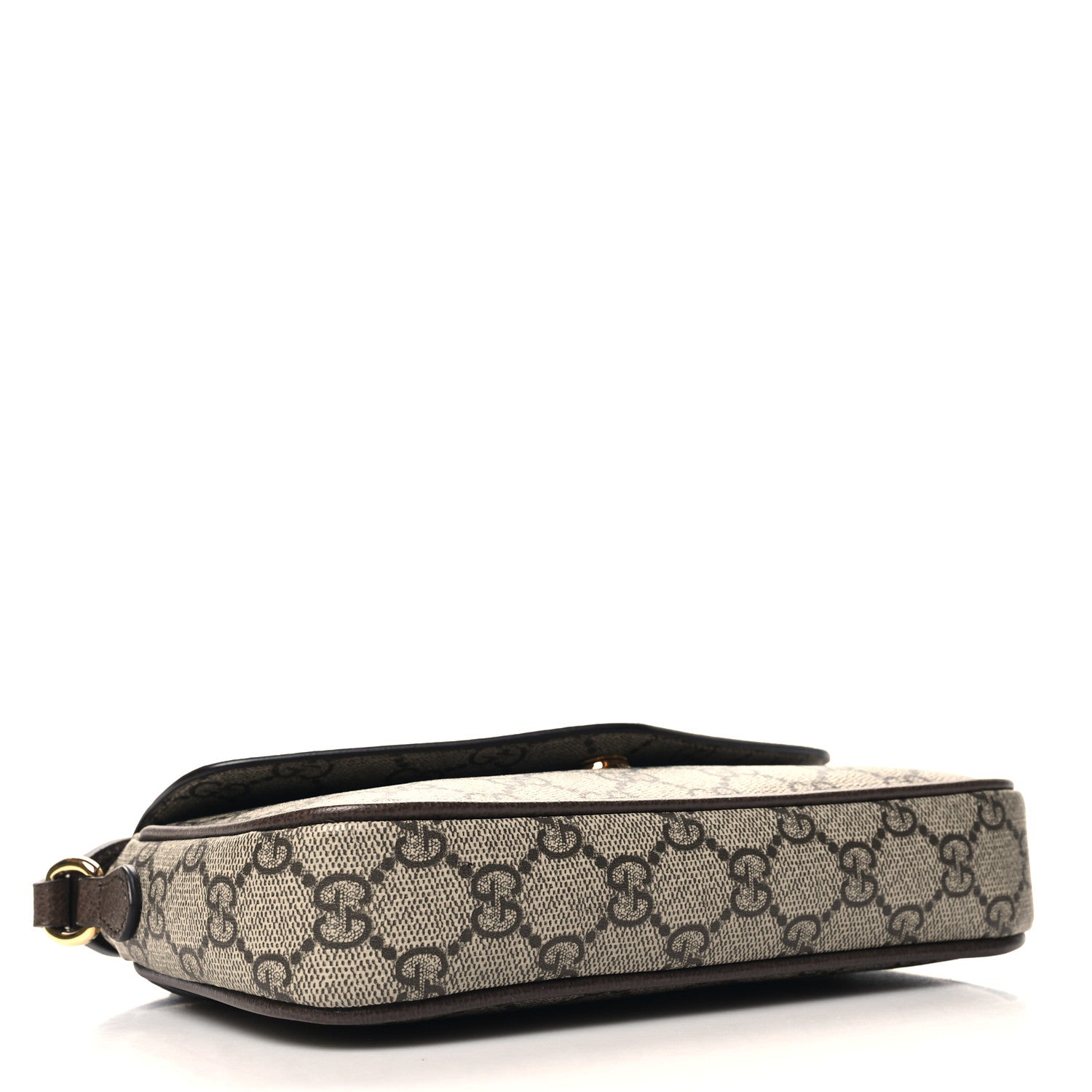 Gucci GG Supreme Monogram Textured Dollar Calfskin Web Mini Ophidia Envelope Shoulder Bag Beige Ebony 4 of 11