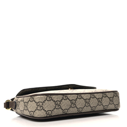 Gucci GG Supreme Monogram Textured Dollar Calfskin Web Mini Ophidia Envelope Shoulder Bag Beige Ebony 4 of 11