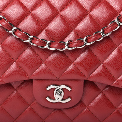 Chanel Caviar Quilted Jumbo Double Flap Red 10 of 10