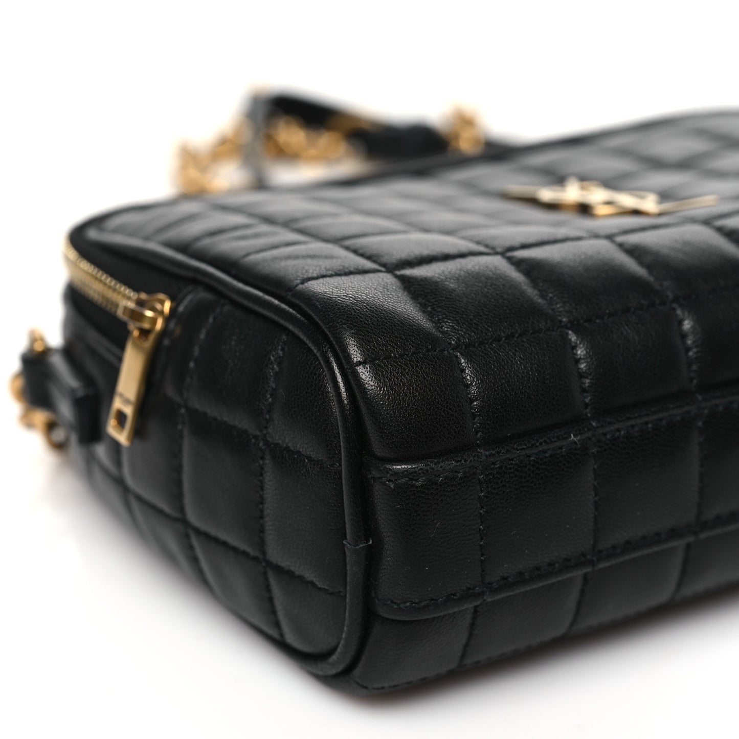 Lambskin Carre Quilted Cassandre Mini Camera Bag Black
