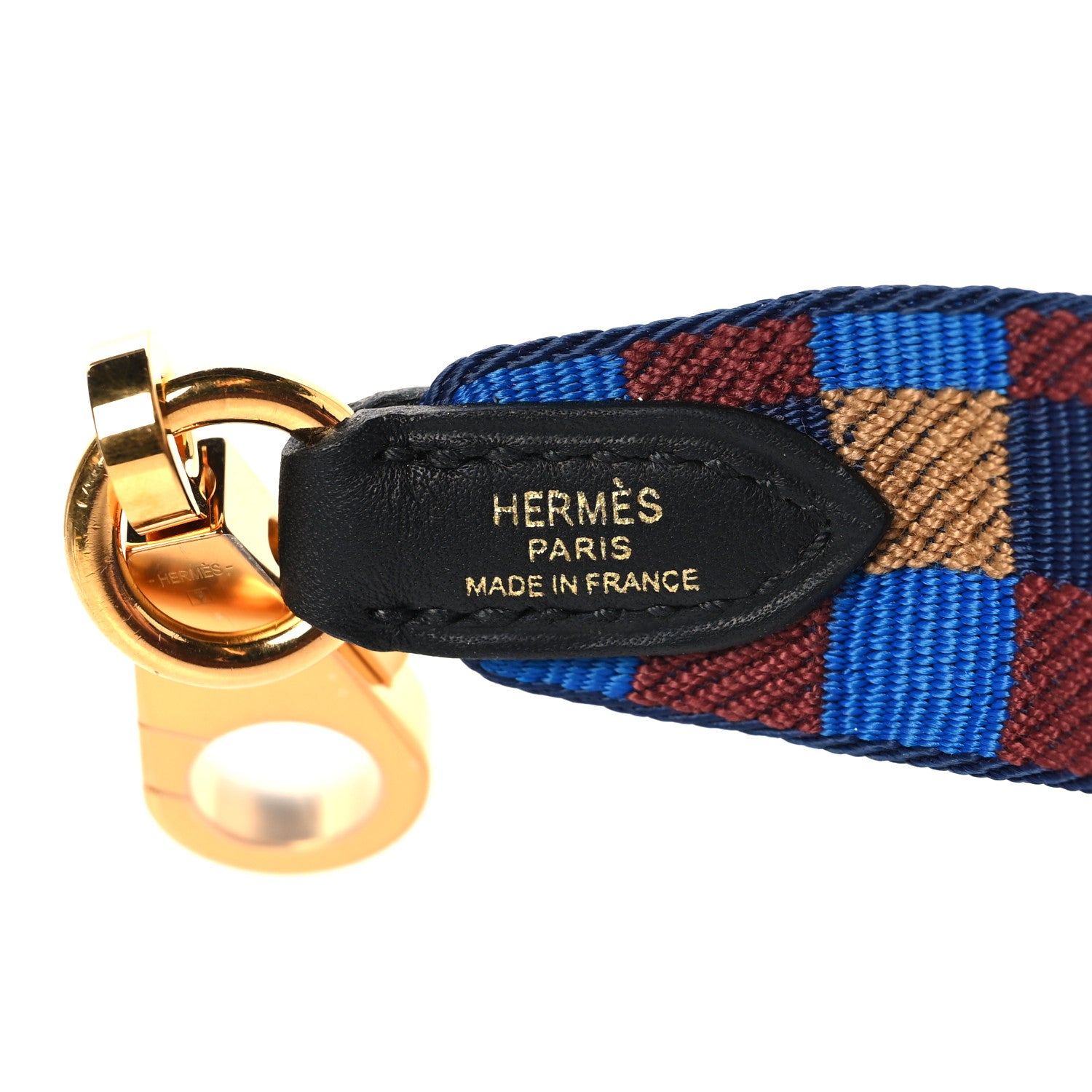 Hermes Toile Swift 25mm Maxi Quadrille Shoulder Strap Bleu Billard Biscuit Rouge H Black 3 of 4