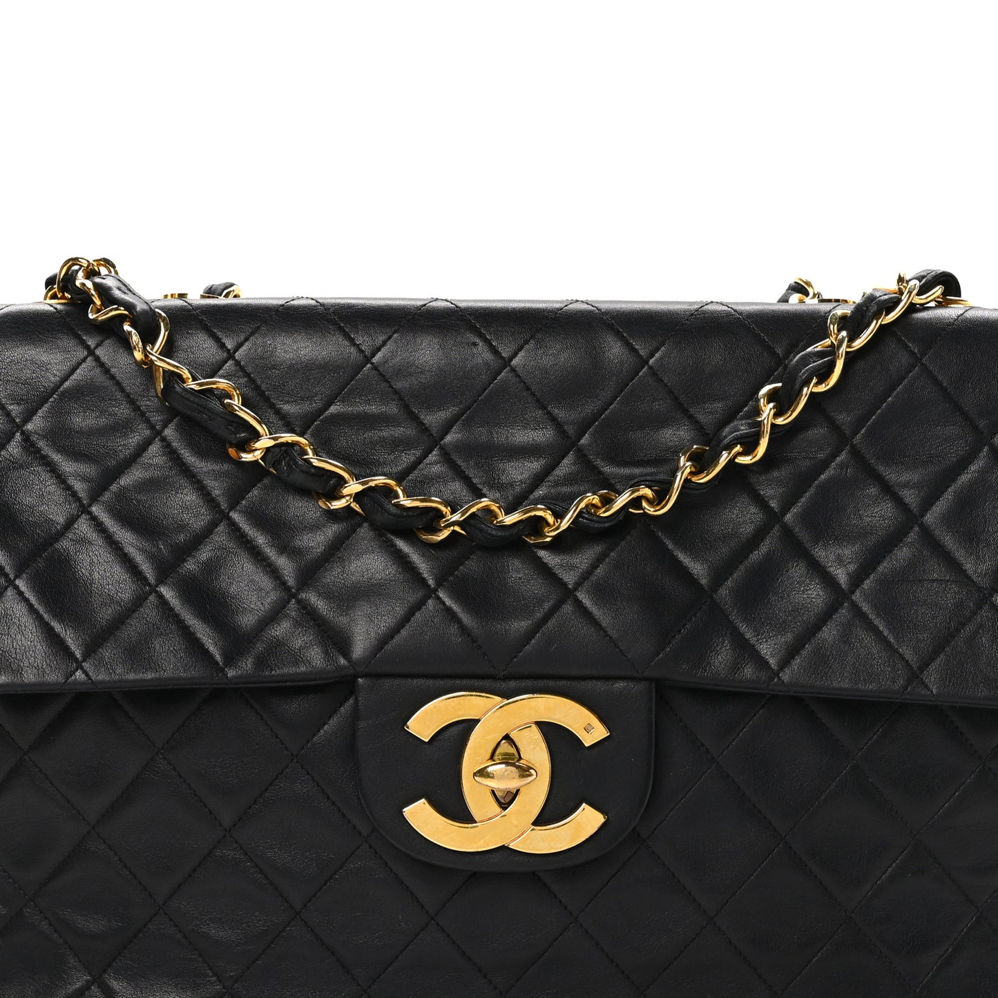 Lambskin Quilted XL Jumbo Single Flap Black