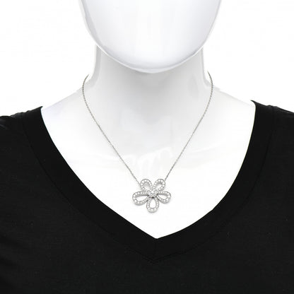 Van Cleef & Arpels 18K White Gold Diamond Flowerlace Pendant Necklace 2 of 5