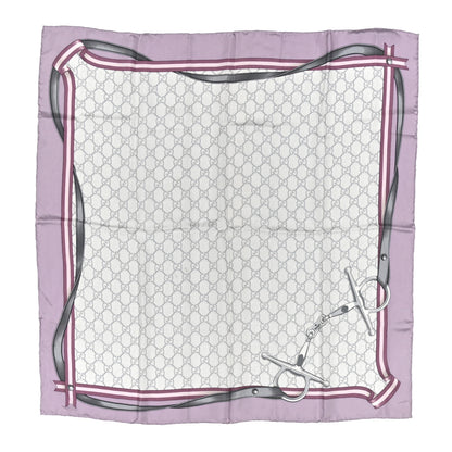 Gucci Silk GG Monogram Horsebit Scarf Purple Gray 1 of 4