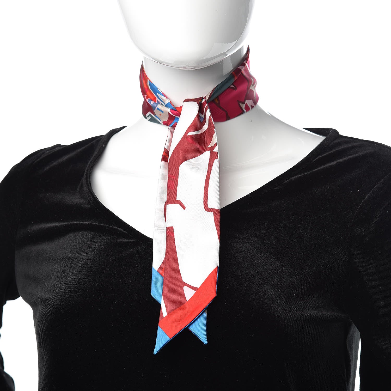 Hermes Silk Graff Graffiti Twilly Rouge Piment White Cobalt 2 of 6