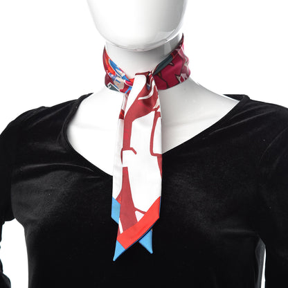 Hermes Silk Graff Graffiti Twilly Rouge Piment White Cobalt 2 of 6