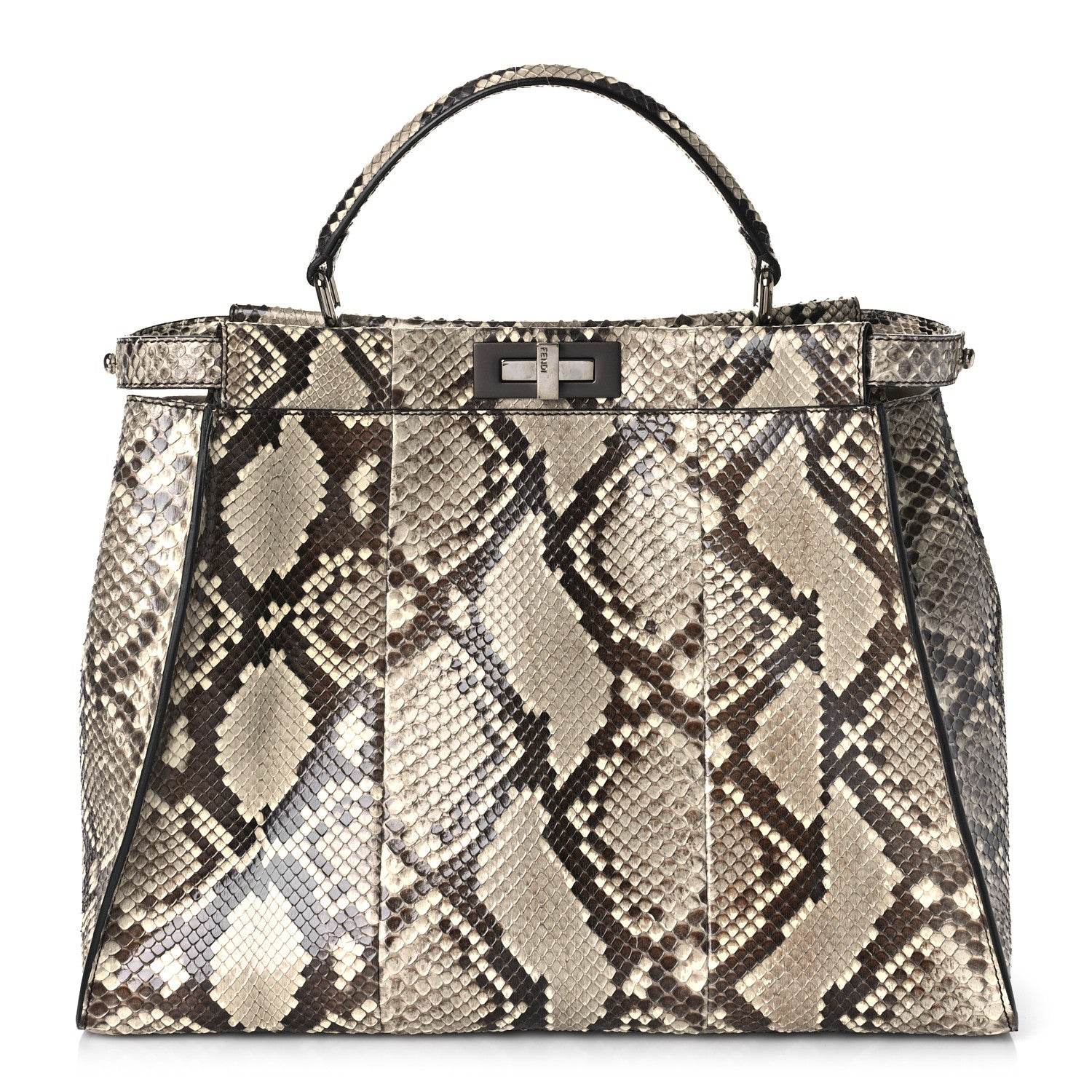 Fendi Snakeskin Crocodile Monster Eyes Large Peekaboo Iconic Satchel Roccia Magenta Girasole 1 of 9