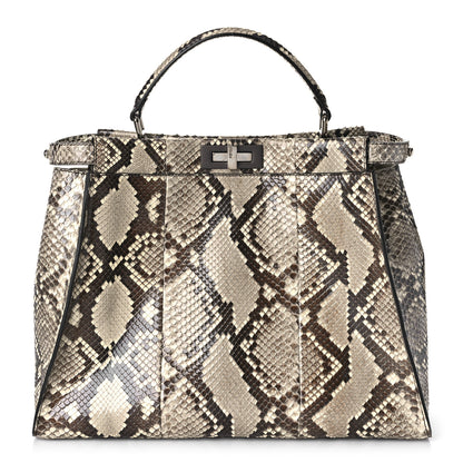 Fendi Snakeskin Crocodile Monster Eyes Large Peekaboo Iconic Satchel Roccia Magenta Girasole 1 of 9