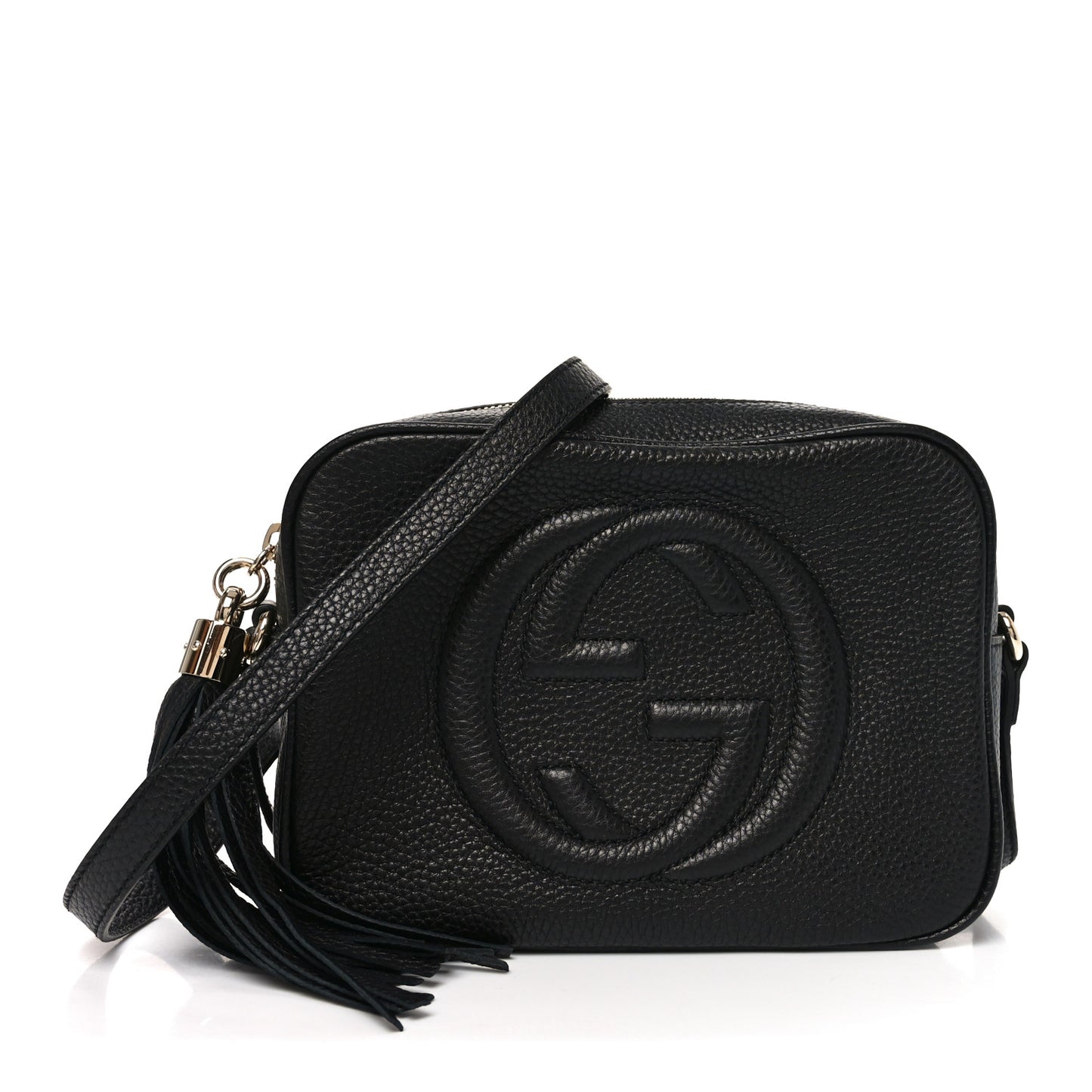 Pebbled Calfskin Small Soho Disco Bag Black