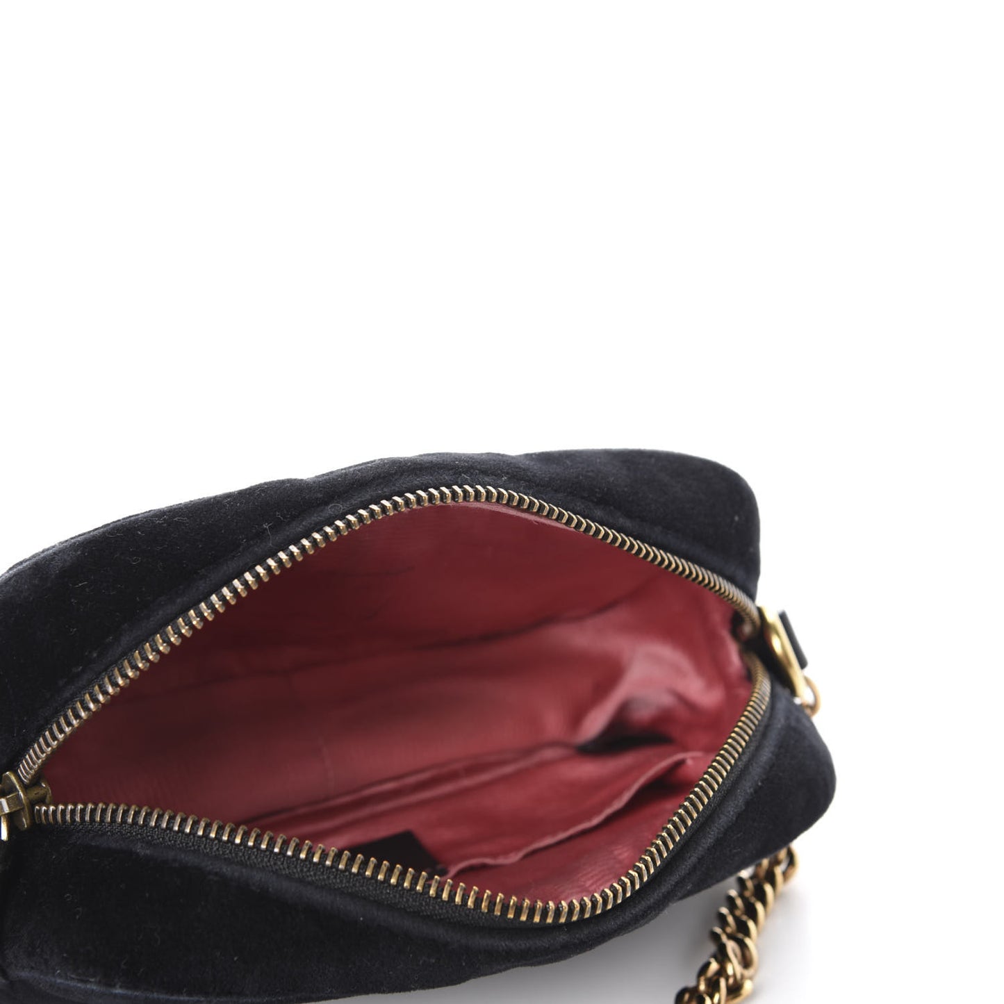 Velvet Matelasse Marquise Crystals Mini GG Marmont Chain Shoulder Bag Black