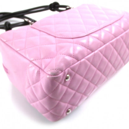 Chanel Calfskin Quilted Large Cambon Bowler Pink Black 5 of 12