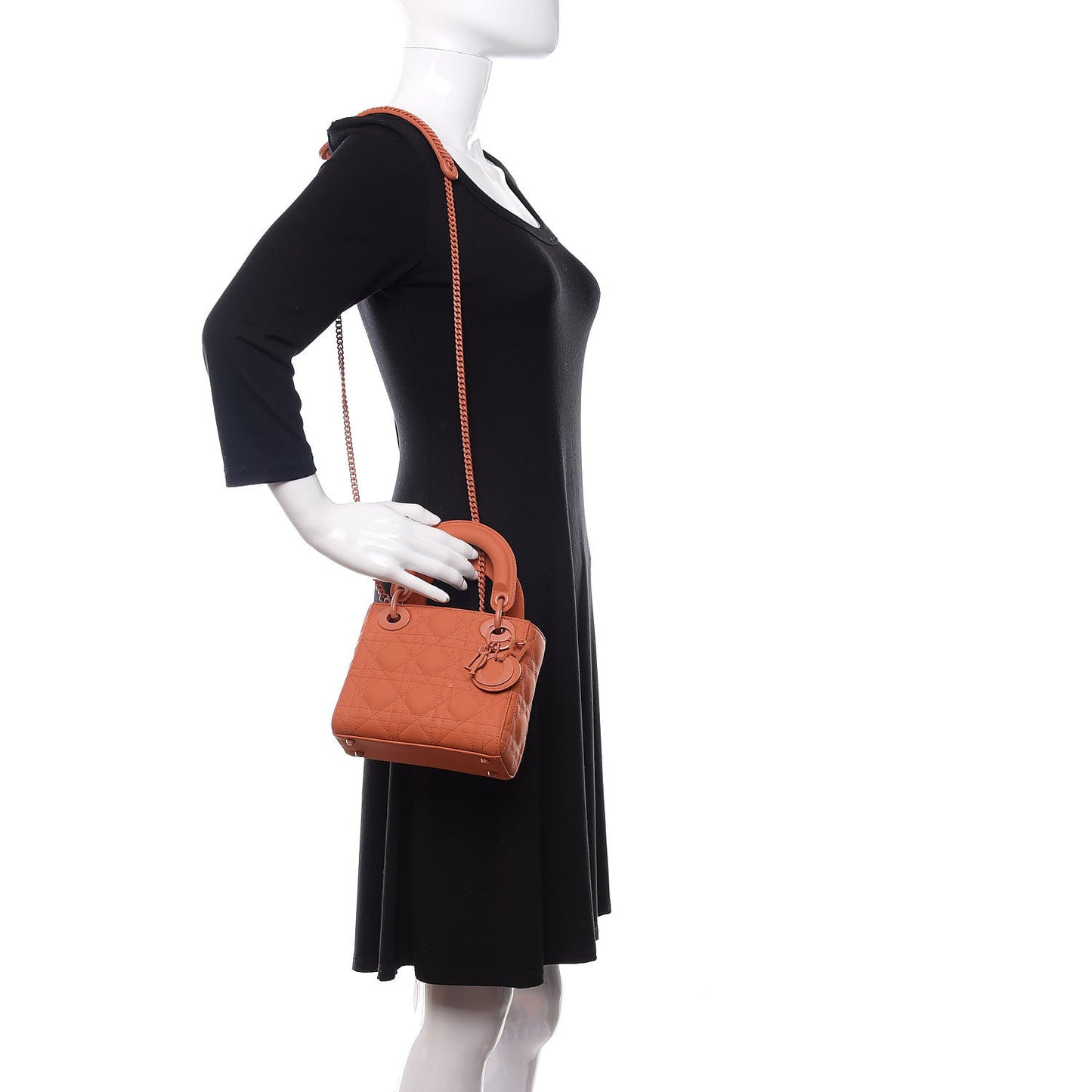 Ultra Matte Calfskin Cannage Mini Lady Dior Orange