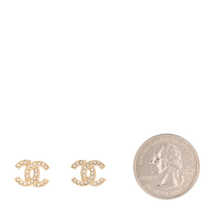 Chanel Crystal Mini Timeless CC Earrings Light Gold 2 of 5