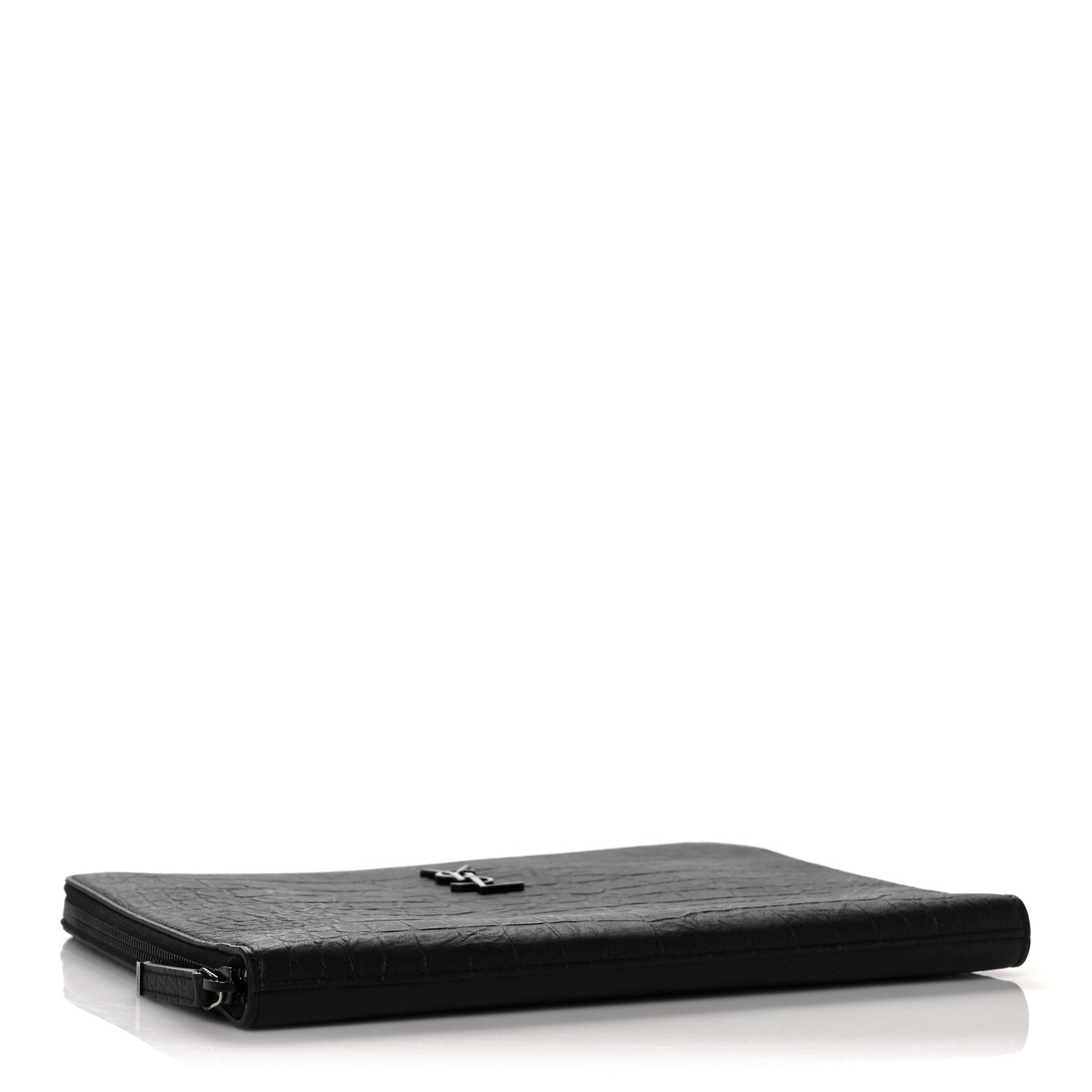 Calfskin Crocodile Embossed Monogram iPad Case Black