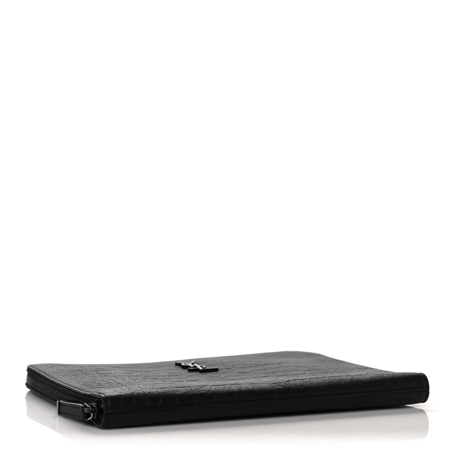 Saint Laurent Calfskin Crocodile Embossed Monogram iPad Case Black 4 of 10