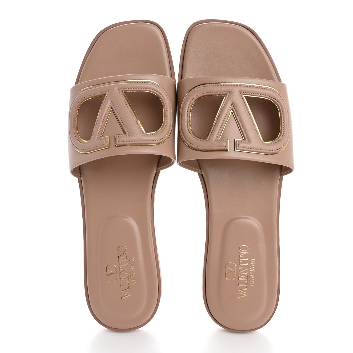 Valentino Garavani Vlogo Flat Slide Sandals 38.5 Rose Canelle 2 of 10