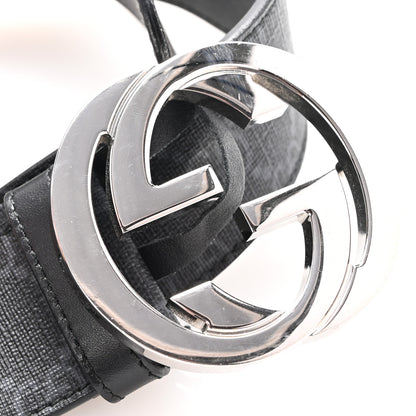 Gucci GG Supreme Monogram Selleria Calfskin Interlocking G 40mm Belt 95 38 Black Grey 6 of 7