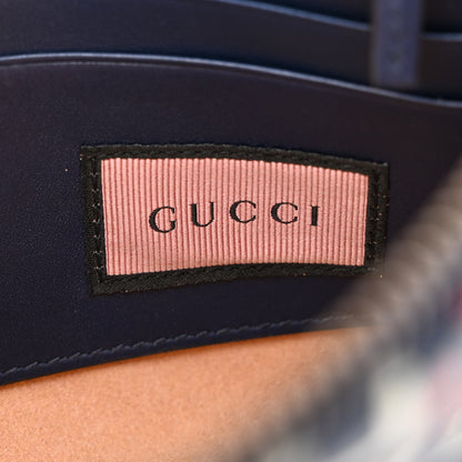 Gucci Calfskin Matelasse GucciGhost Mini GG Marmont Chain Bag Blue Agata Hibiscus Red 6 of 13
