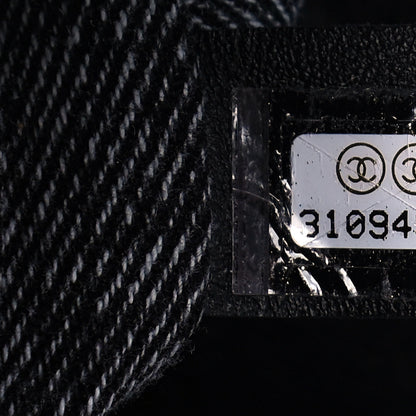 Chanel Denim Embossed CC Logo Print Jumbo Single Flap Grey Black 6 of 10