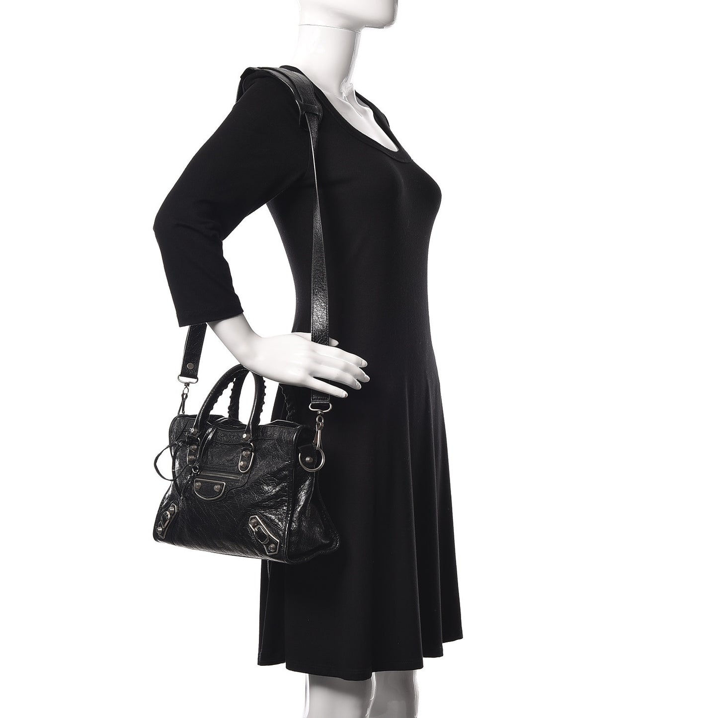 Chevre Silver Metallic Edge Hardware S City Black