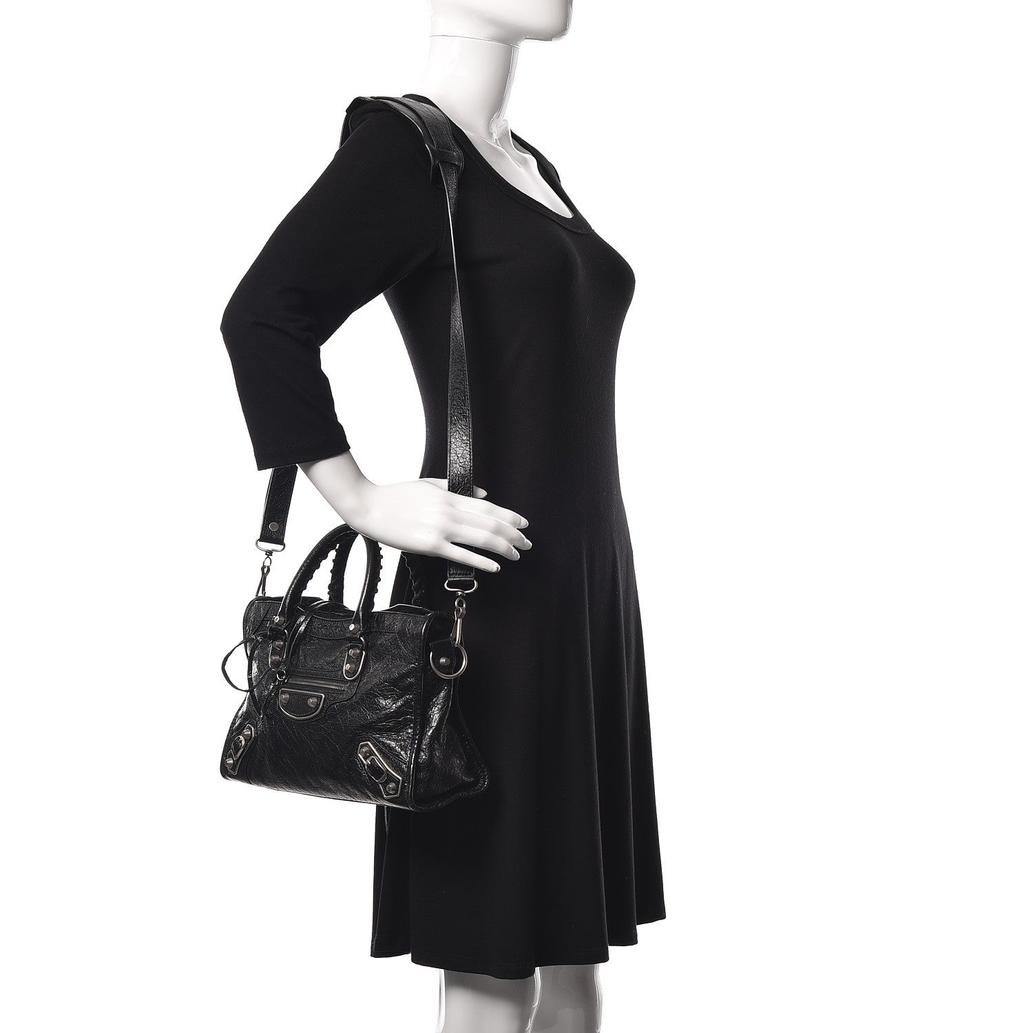 Balenciaga Chevre Silver Metallic Edge Hardware S City Black 2 of 9