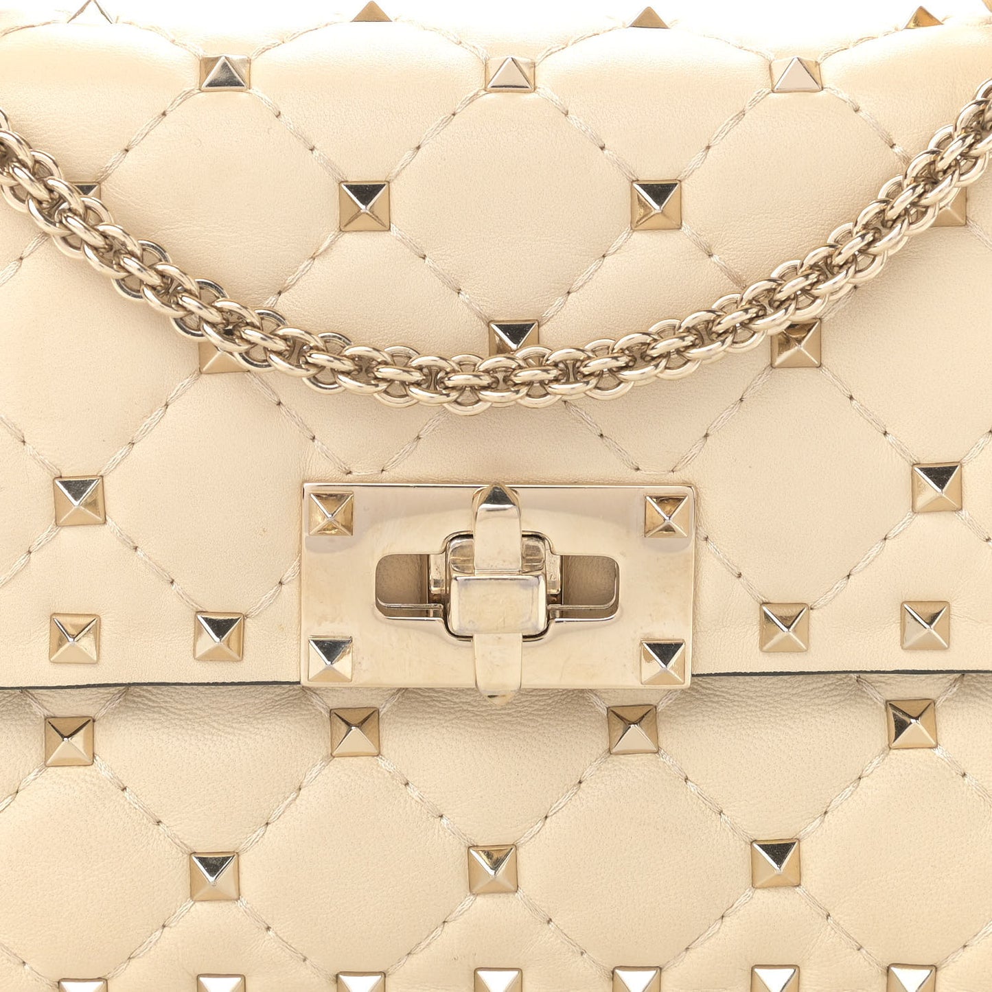 Nappa Small Rockstud Spike Shoulder Bag Light Ivory