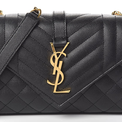 Saint Laurent Grain De Poudre Textured Mixed Matelasse Triquilt Small Monogram Satchel Black 7 of 11