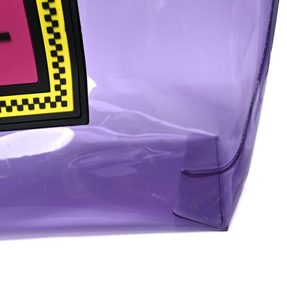 Versace Vinyl Calfskin 90s Logo Tote Purple Yellow 13 of 14