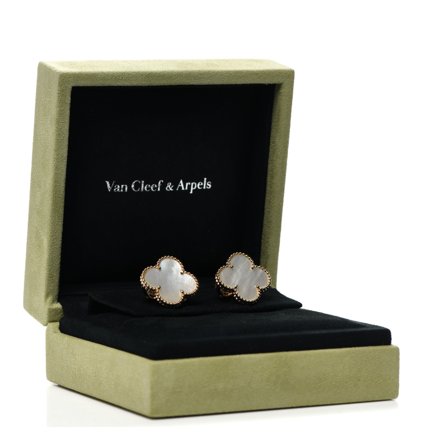 Van Cleef & Arpels 18K Yellow Gold Mother of Pearl Magic Alhambra Earrings 6 of 6