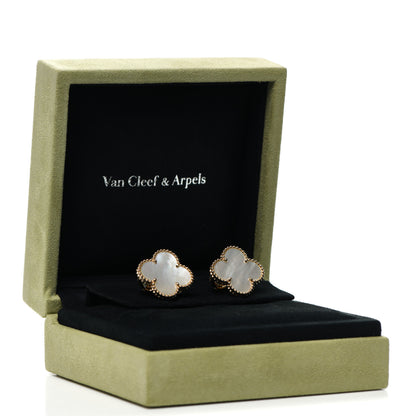 Van Cleef & Arpels 18K Yellow Gold Mother of Pearl Magic Alhambra Earrings 6 of 6