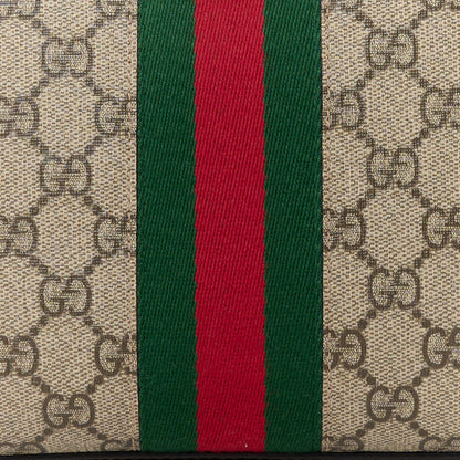 Gucci GG Supreme Monogram Textured Dollar Calfskin Web Small Ophidia Dome Shoulder Bag Beige Ebony New Acero 8 of 11