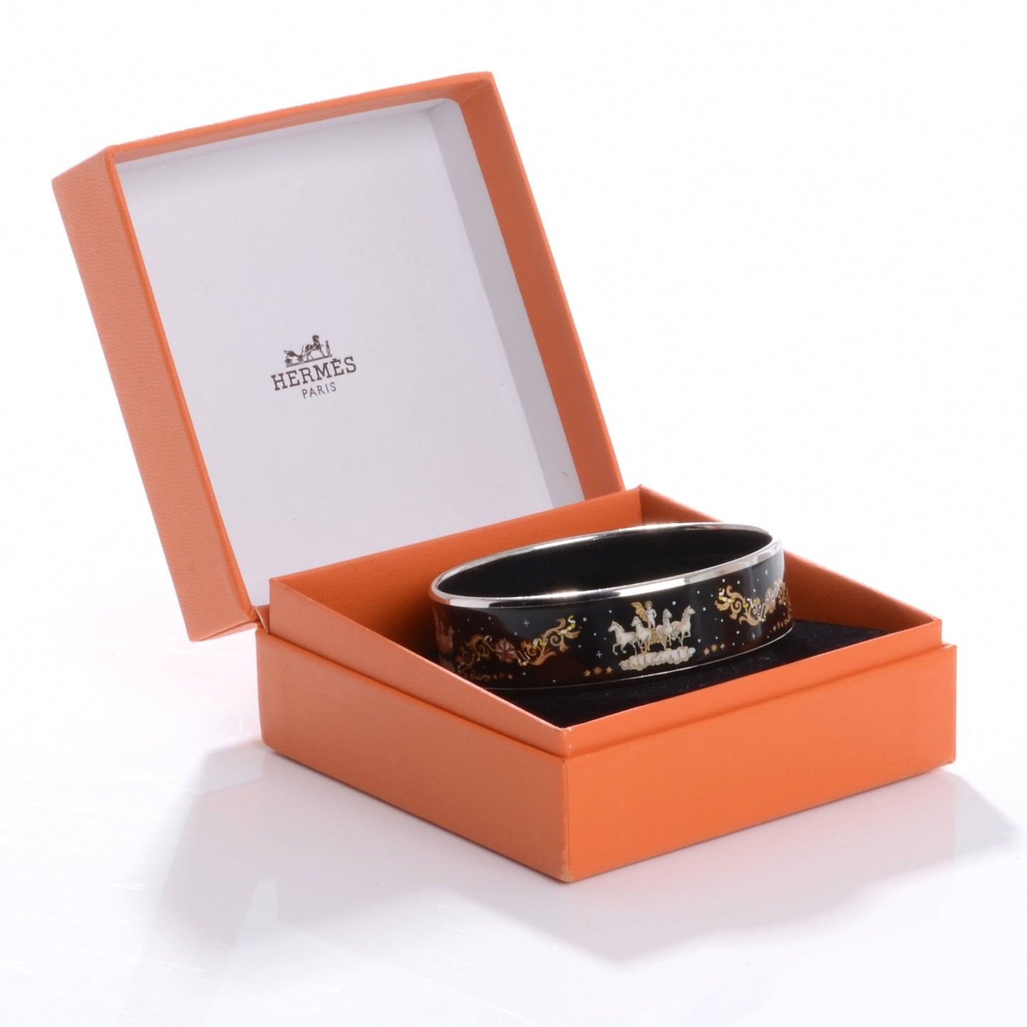 Enamel Printed Horses Wide Bracelet 70 Black