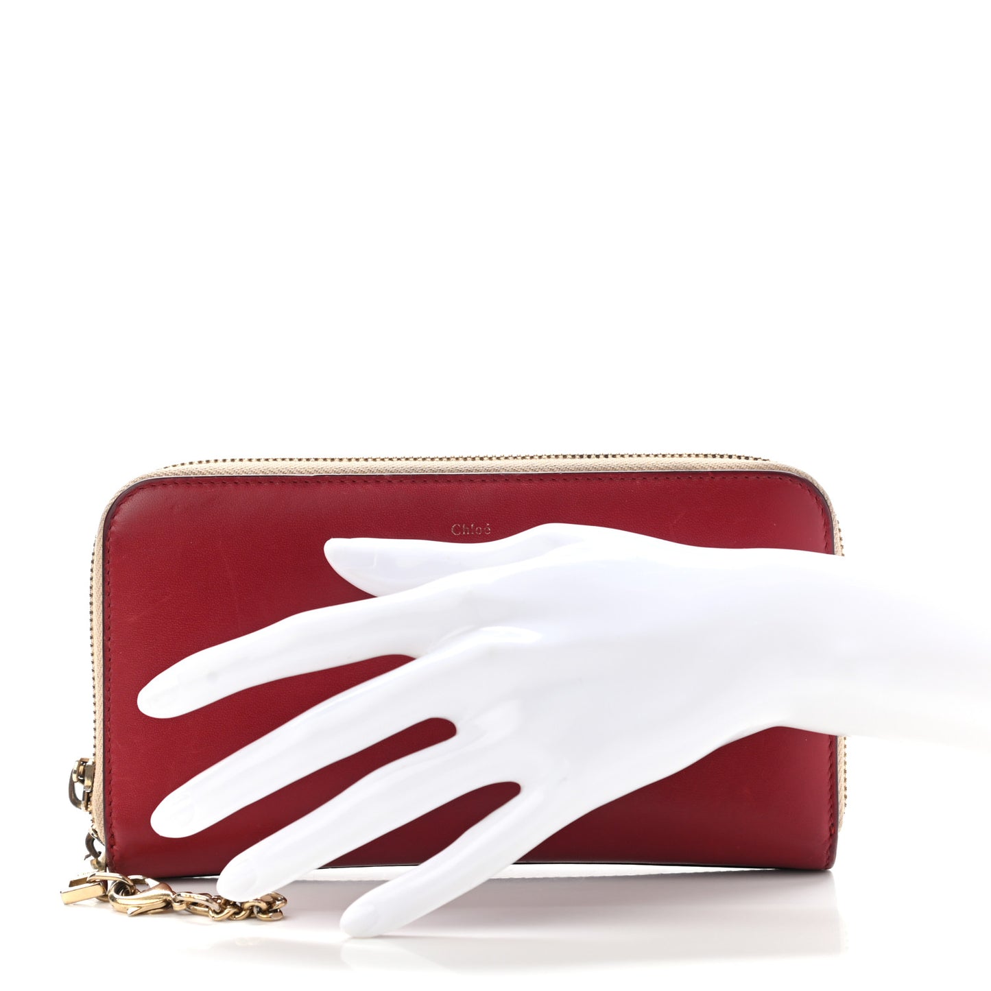 Smooth Calfskin Baylee Long Zip Around Wallet Red Beige