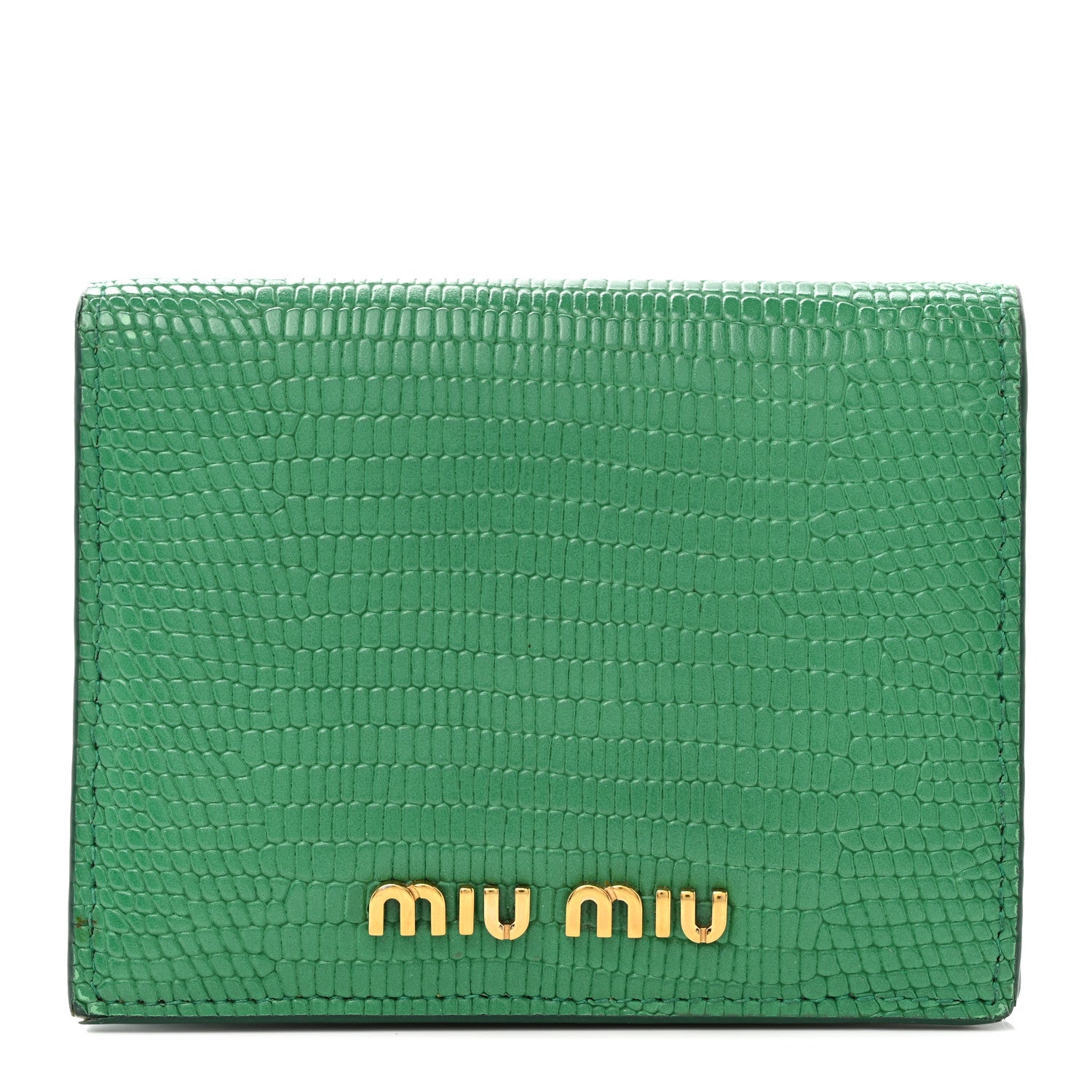 Miu Miu Vernice Lizard Embossed Wallet Mango 1 of 11