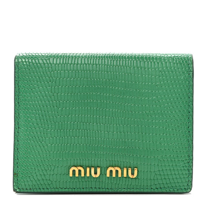 Miu Miu Vernice Lizard Embossed Wallet Mango 1 of 11