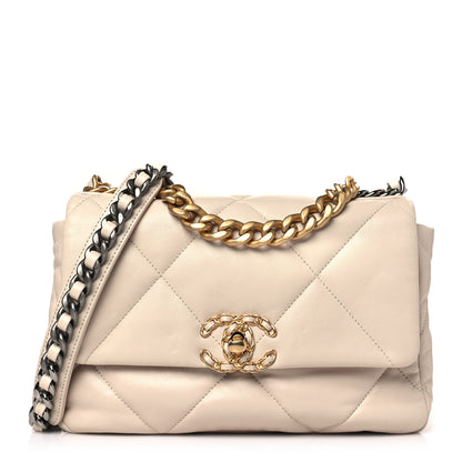 Chanel Lambskin Quilted Medium Chanel 19 Flap Beige 1 of 9