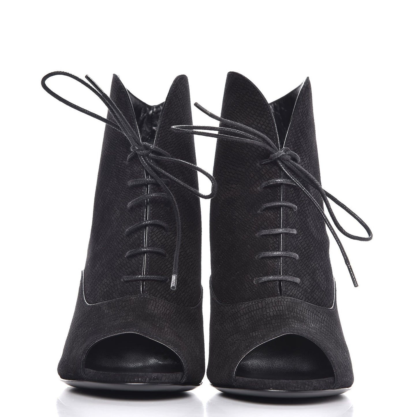 Suede Lizard Embossed Lace Up Jane 80 Booties 35 Black