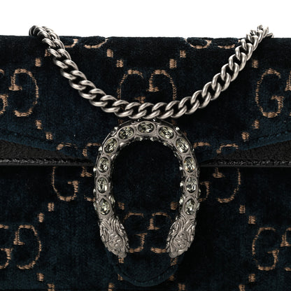 Gucci Velvet GG Monogram Super Mini Dionysus Shoulder Bag Blue Beige Black 7 of 10