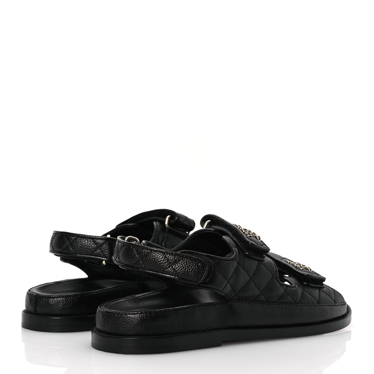 Grained Calfskin Velcro Dad Sandals 37.5 Black 37.5 Black