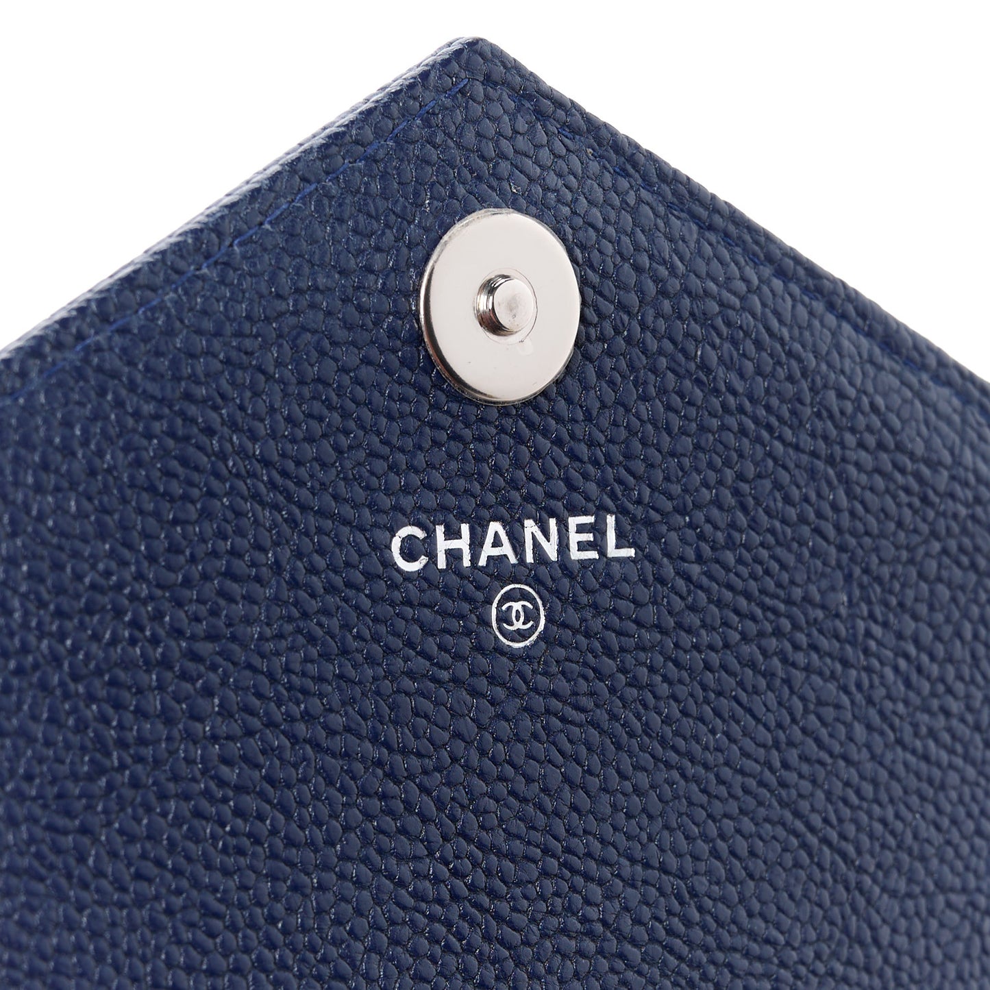 Goatskin Chevron Quilted Statement Wallet On Chain WOC Navy