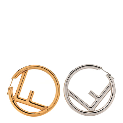 Fendi Metal FF Hoop Earrings Gold Silver 1 of 7